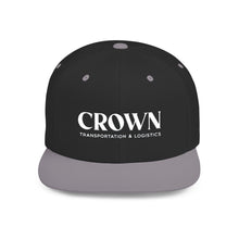 Load image into Gallery viewer, Crown Transportation & Logistics Flat Bill Snapback Hat — White Embroidered Logo Cap