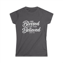 Load image into Gallery viewer, Blessed & Believed Women's Tee — Inspirational Faith Graphic Shirt