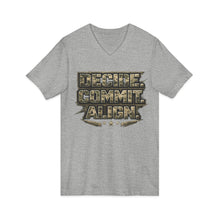 Load image into Gallery viewer, Decide Commit Align Camo V-Neck Tee — Military Motivational Graphic Shirt