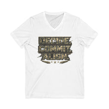 Load image into Gallery viewer, Decide Commit Align Camo V-Neck Tee — Military Motivational Graphic Shirt
