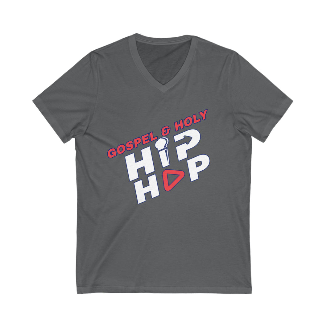 Gospel & Holy Hip Hop V-Neck Tee, Unisex T-Shirt, Faith-Based Apparel, Music Lovers Gift, Casual Wear, Christian Hip Hop Style
