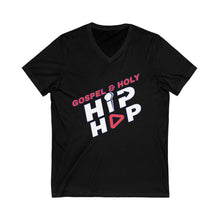 Load image into Gallery viewer, Gospel &amp; Holy Hip Hop V-Neck Tee, Unisex T-Shirt, Faith-Based Apparel, Music Lovers Gift, Casual Wear, Christian Hip Hop Style
